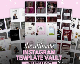 Paquete de plantillas PLR para redes sociales, paquete de productos digitales, plantillas de Instagram para Canva, contenido listo para usar, plantillas para revender, productos digitales PLR