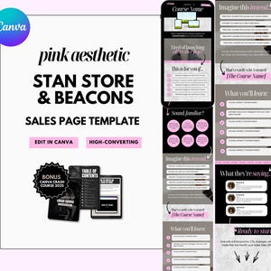 Stan Store, Beacons, Sales Page Template, Stan Store Sales Page, Beacons Sales Page, Stan Store Landing Page, Aesthetic Sales Page Template