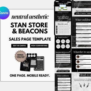 Stan Store Sales Page Template, Beacons Sales Page Template, Stan Store Landing Page, Sales Page Templates, Aesthetic Sales Page Templates