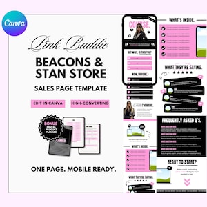 Stan Store, Beacons, Stan Store Sales Page, Beacons Sales Page, Beacons Landing Page, Stan Store Sales Page Template, Aesthetic Sales Page