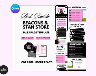 Stan Store, Beacons, Stan Store Sales Page, Beacons Sales Page, Beacons Landing Page, Stan Store Sales Page Template, Aesthetic Sales Page