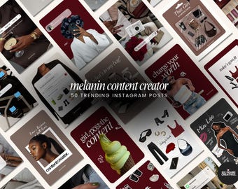 Melanin Social Media Templates, Melanin Instagram Posts, Melanin Social Media Posts, Burgundy Social Media Templates, Content Creator Posts