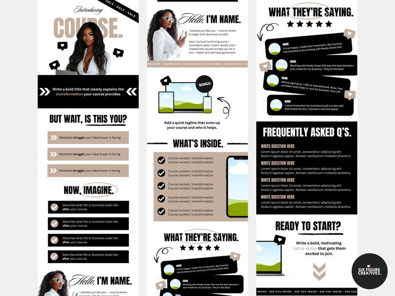 Beige Sales Page Template: Beacons & Stan Store, High-converting Canva ...