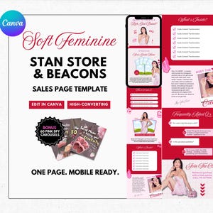 Stan Store Template, Beacons Template, Stan Store Sales Page Template, Beacons Sales Template, Feminine Sales Page, Aesthetic Sales Page
