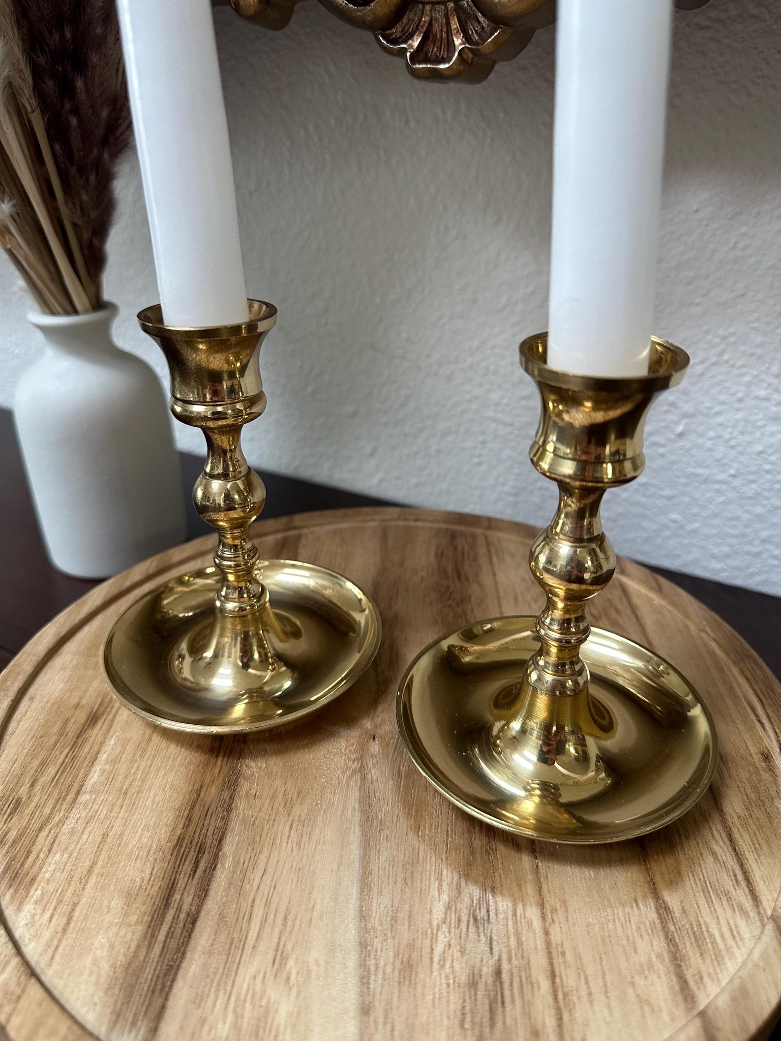 Vintage Brass Candlestick Holders - Set of 2 - Hollywood Regency
