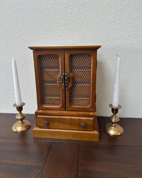 Vintage Wooden Jewelry Armoire/Box/Cabinet - 5 Drawer