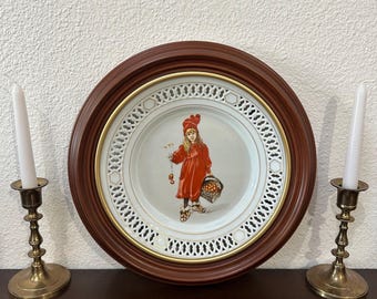 Vintage Carl Larsson Porcelain Plate: B&G Copenhagen, Framed Decorative Art