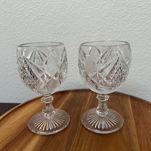 Antique US Clear by Pennsylvania Glass EAPG Circa 1898 - Set of Two - Water Goblets - Collectible/Pressed Glass