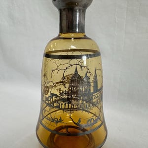 Vintage Venetian Handblown Amber Glass Decanter