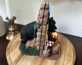 Vintage Black Bear Bookends - Farmhouse/Cottage Core 1990's