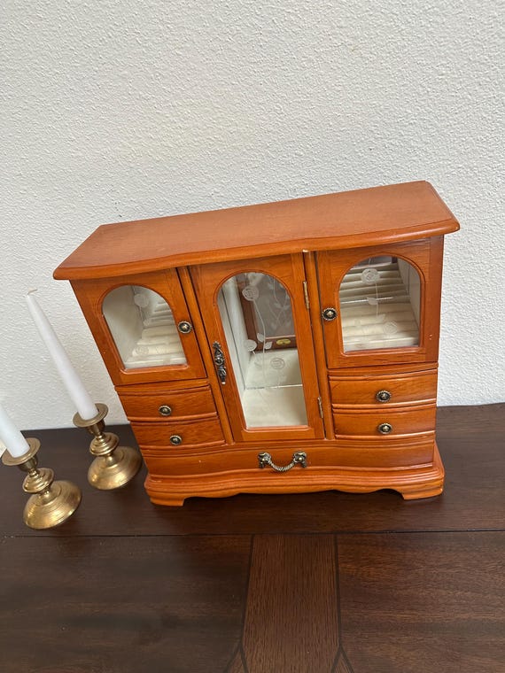 Vintage XL Wooden Jewelry Armoire/Box/Cabinet