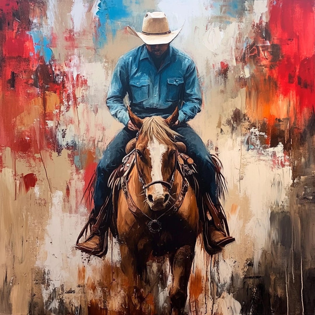Original Cowboy Oil Painting: "the Lone Rider" - Western Wall Art - Etsy
