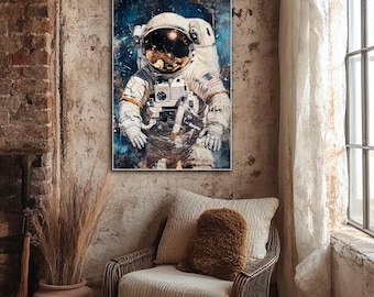 宇宙飛行士デザイン 純銅5オンス 宇宙飛行士のオリジナル絵画：54x36インチの宇宙服アート（未延伸