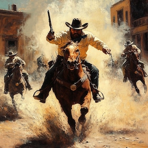 Wild West Wall Art, one-of-a-kind large canvas painting, Texas Wall Art, Cowboy Artwork, Horse Wall Art, Original Canvas Art