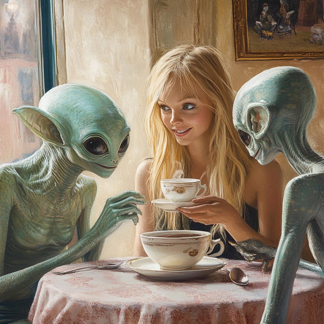 One-of-a-kind Art, Futuristic Alien Painting: Large Original Canvas ...