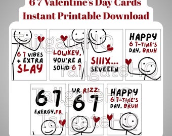 67 divertenti biglietti stampabili per San Valentino con meme scolastici / Set di 7 download digitali