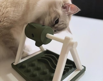 Brinquedo interativo para gatos impresso em 3D para guardar petiscos | Alimentador lento