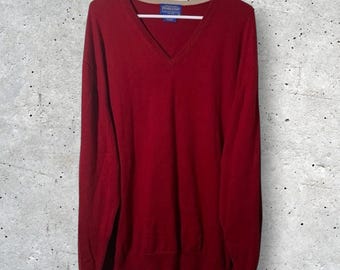 Pendleton Red V-Neck Sweater // XXL