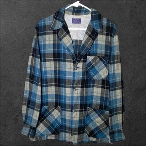 Vintage 1960s Pendleton Wolle Karierte Flanell Jacke // M
