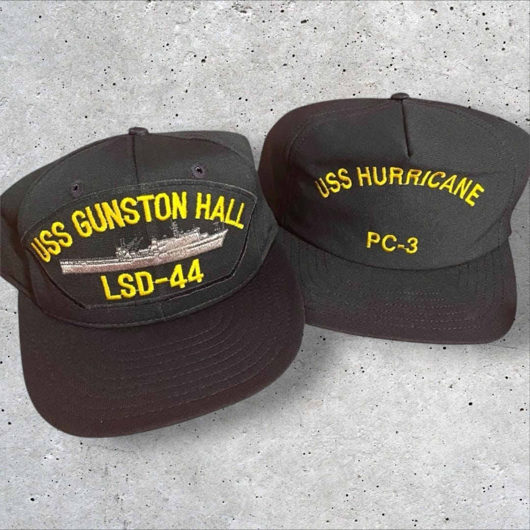 Vintage USS Gunston Hall/uss Hurricane Black Snapback Hat Bundle