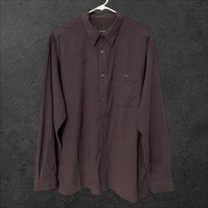 Weatherproof Dark Brown Faux Suede Long Sleeve Button Down Shirt // L