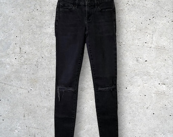 FRAME Denim zwarte distressed skinny jeans // 23