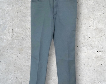 ヴィンテージ 1970年代 メンズ Lee ブルー ポリエステル デニム風 トラウザーズ ドレスパンツ // 34x30