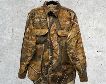 Vintage 1992 (1992) Cabelas Skyline kamouflage långärmad skjorta // M