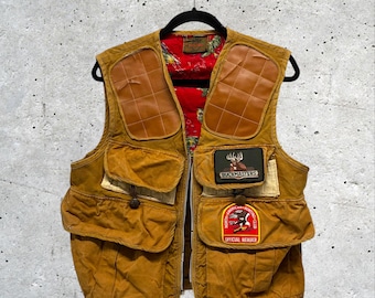 Vintage 1950s-1960s Saftbak Heavy Duck Canvas Game Bird Hunting Vest // M