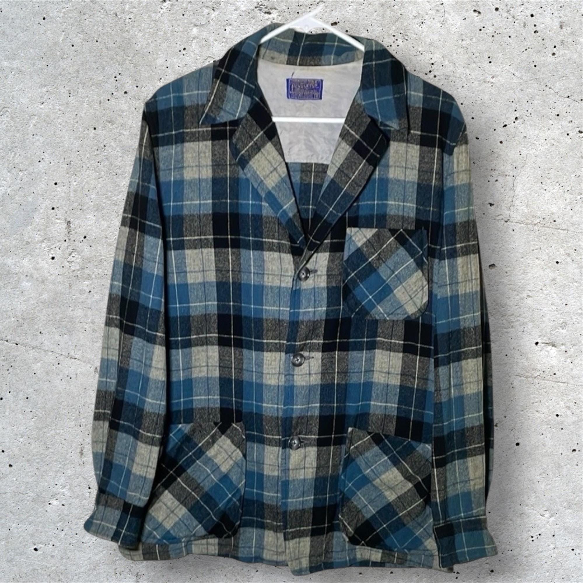 Vintage 1960s Pendleton Wool Plaid Flannel Jacket // M - Etsy