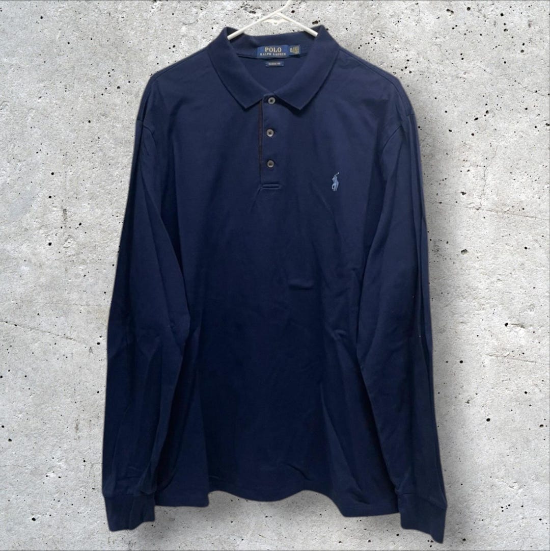Polo Ralph Lauren Blue Classic Fit Long Sleeve Polo Shirt // XL - Etsy