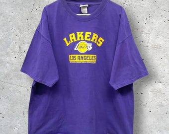 Vintage 90-tals-Y2K NBA Los Angeles Lakers lila t-shirt // 2XL