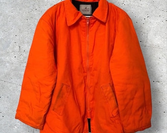 Medium Vintage 70s JC Penney Orange & Beige Tan Canvas Hunting