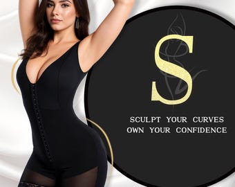 Women's Full Body Shaper Bodysuit with Front Zipper - Tummy Control, Butt Lifter, Deep V Neck, High Waist, Seamless Shapewear for Confidence
