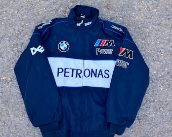 Adult Formula 1 Vintage Racing BMW Jacket Embroidered Cotton Padded White BMW Jacket