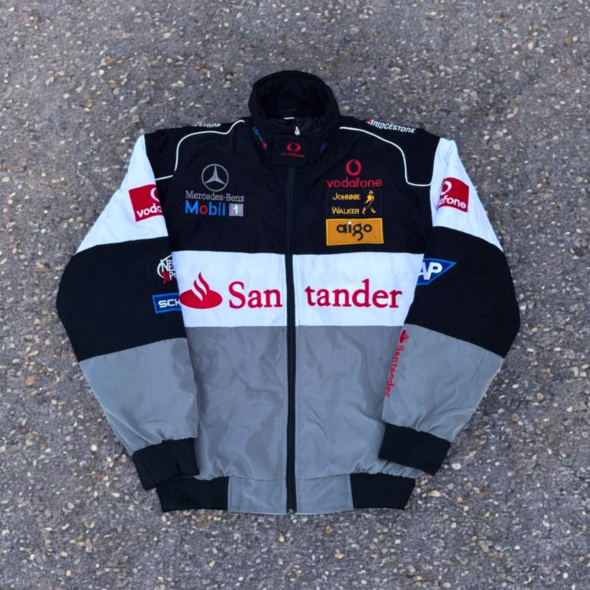 Unisex Adult Mercedes Benz Jacket Grey Embroidered Cotton Grey Mercedes jacket F 1 Racing Jacket