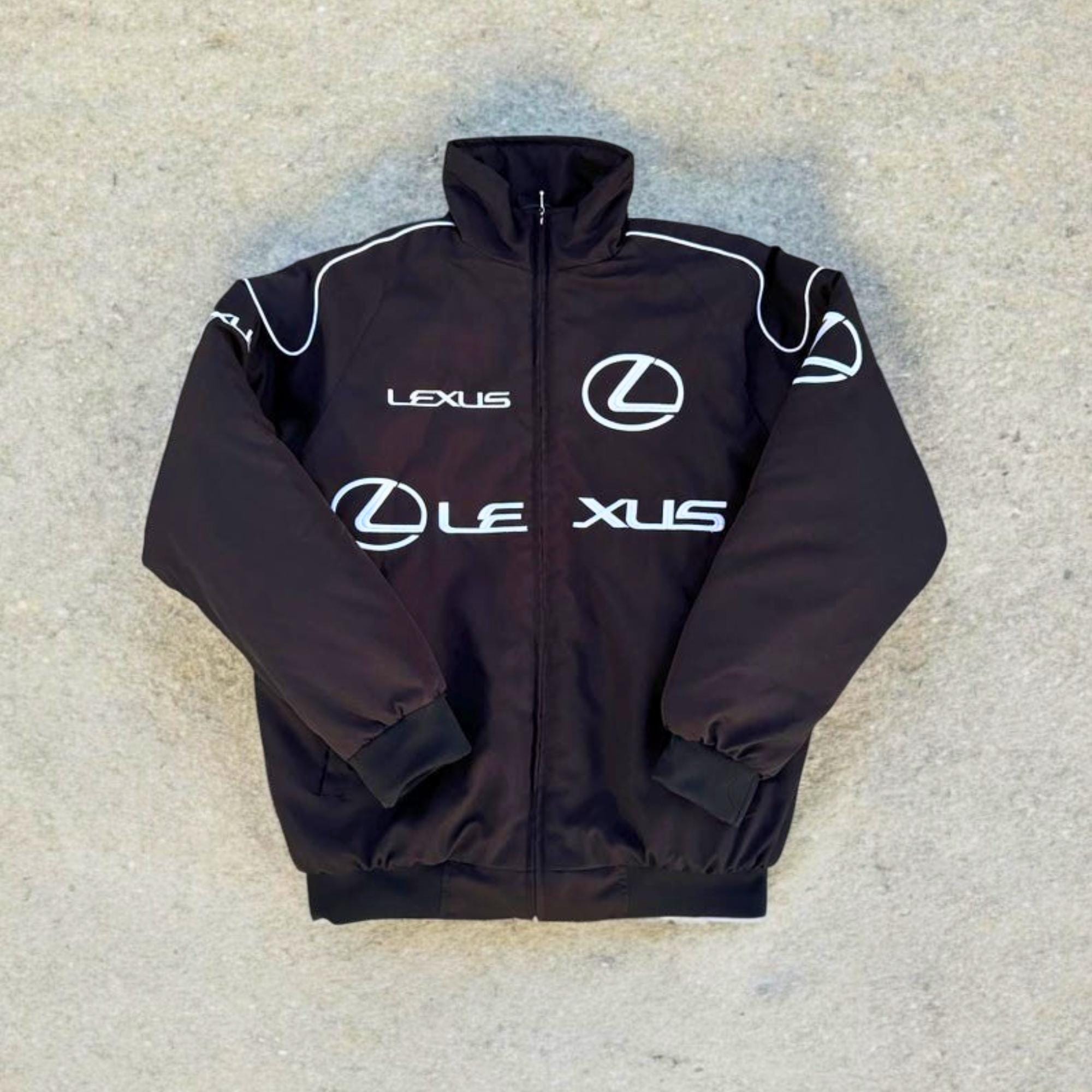 Adult F1 Vintage Lexus Racing Jacket Embroidered Cotton Padded Lexus Jacket Black