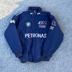 Adult Formula 1 Vintage Racing BMW Jacket Embroidered Cotton Padded Blue BMW Jacket