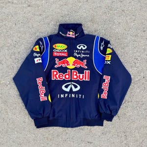 Adult Red Bull Jacket Navy Blue Redbull Jacket Embroidered