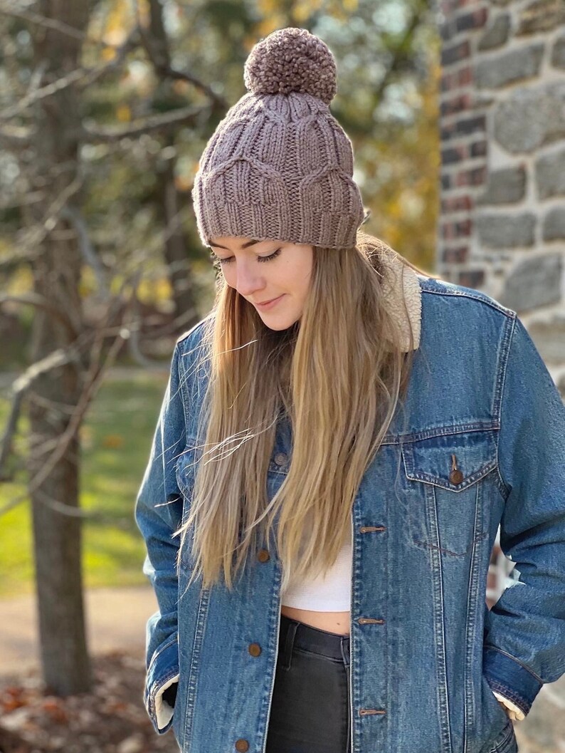Babel Hat Pattern Chunky Knit Cabled Hat Pattern Pom Pom - Etsy