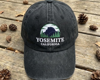 Yosemite California Embroidered Hat, Half Dome Nature Wash Dad Cap, Sierra Nevada Souvenir, Hiking Adventure Gift, Mountain Forest Hat