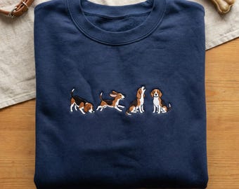 Embroidered Beagle Sweatshirt, Beagle Howling Hoodie, Hunting Dog Mom Gift, Beagle Owner Apparel, Minimalist Beagle Shirt