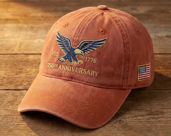 Gorra bordada del 250.º aniversario, gorra Eagle fundada en 1776, regalo del semiquinto centenario, gorra de béisbol patriótica, historia de EE. UU.
