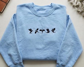 Dragon Fantasy Embroidered Sweatshirt, Fourth Wing Inspired Xaden Riorson Book Lover Gift
