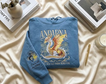 Fourth Wing Embroidered Sweatshirt, Andarna Dragon Rider Crewneck, Violet Sorrengail Inspired Fantasy Reader Apparel