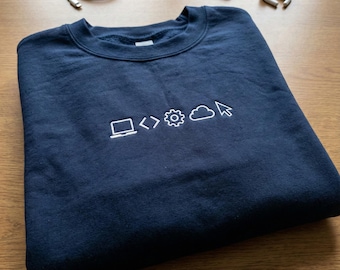 Embroidered Software Engineer Sweatshirt, Coder Icon Hoodie, Programmer Gift, Tech Professional Shirt, Web Developer Crewneck, IT Gift