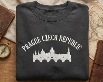 Prague Czech Republic Embroidered Sweatshirt, European City Skyline Hoodie, Travel Souvenir Shirt, Prague Architecture Gift, Custom City