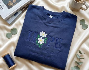 Embroidered Hope Anchors The Soul Hoodie, Hebrews 6:19 Sweatshirt, Bible Verse Apparel, Christian Scripture Gift, Floral Religious Top