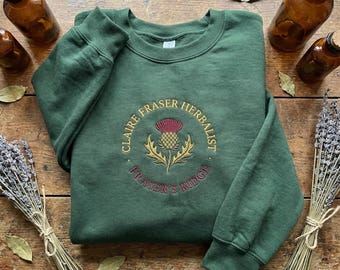 Claire Fraser Herbalist Embroidered Sweatshirt, Fraser's Ridge Scottish Thistle Crewneck, Outlander Inspired Botanical Apparel