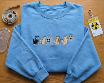 Cute Radiology Tech, Embroidered Hoodie, Cat Xray Operator, Medical Imaging Gift, Rad Tech Week Shirt, Funny Hospital Staff Sweatshirt